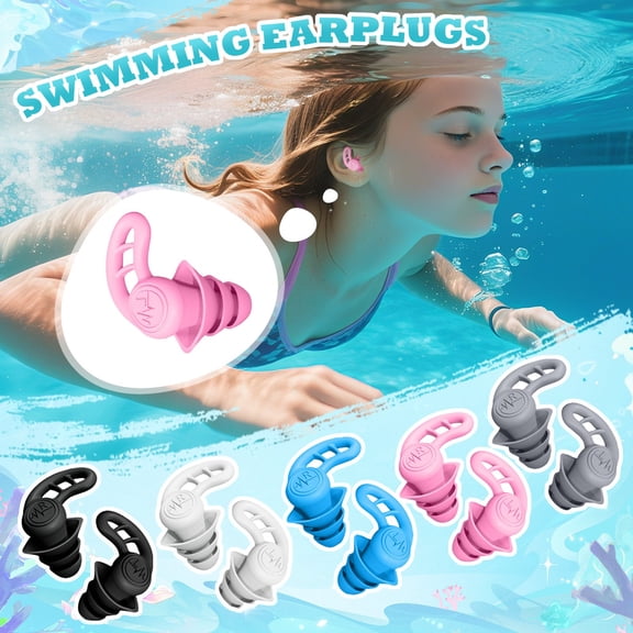 Silicone Swimming Ear Plugs Noise Reduction Waterproof Reusable Swim Earplugs with Adults,Dual-Use Sleep Sound Blocking Snorkeling Showering Pool Beach Ocean Pink