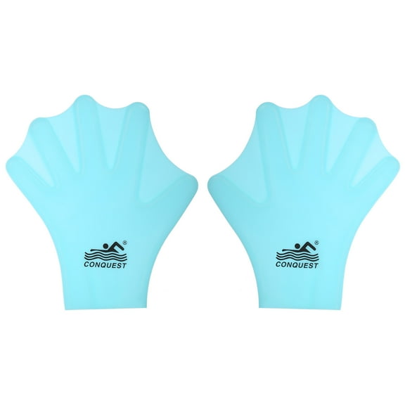 Silicone Swimming Gloves Webbed Swim Gloves Water Resistance Training Gloves Blue 1 Pair