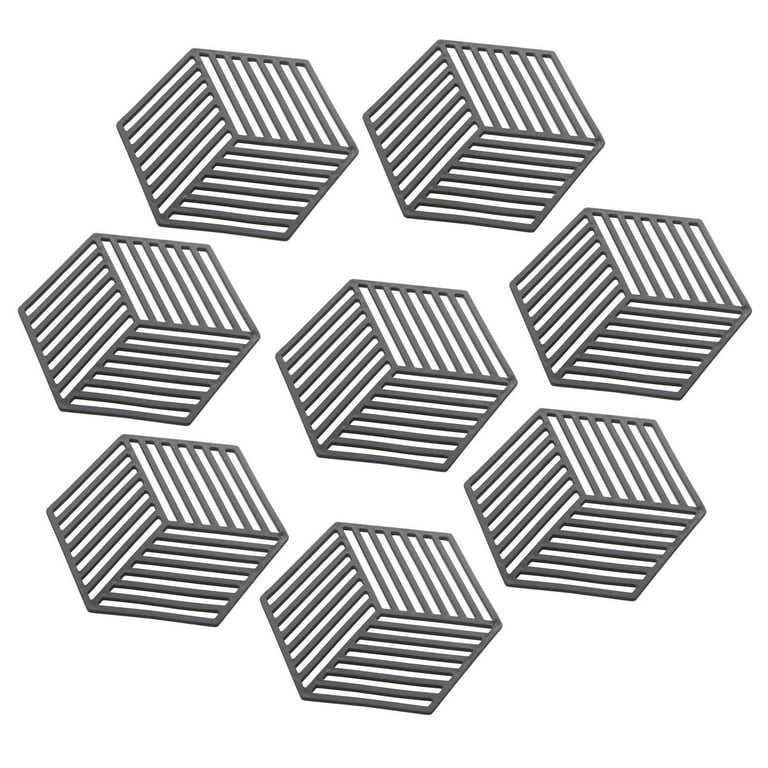 8pcs Household Hexagon Heat-insulated Non-slip Silicone Table Mat Placemat  Coaster