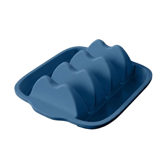 Silicone Taco Holder Tray, Divided Serving Plate for Tacos, Reusable Food Grade Kitchen Dish, Dishwasher Safe Tableware, Perfect for Taco Night, Dark Blue