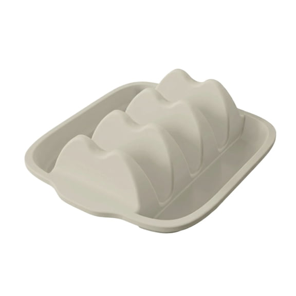 Silicone Taco Holder Tray, Divided Serving Plate for Tacos, Reusable Food Grade Kitchen Dish, Dishwasher Safe Tableware, Perfect for Taco Night, White