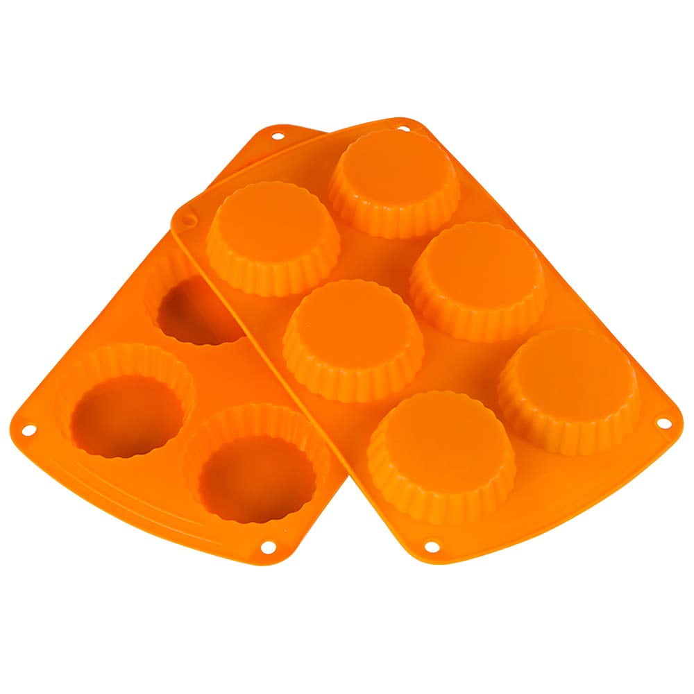 Silicone Tart Mold Set 6-Cavity Mini Tart Pan Pie Pan for Baking 3-Inch ...
