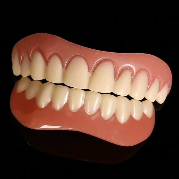 Silicone Teeth Top + Bottom Veneers False Teeth Smile Cosmetic Denture
