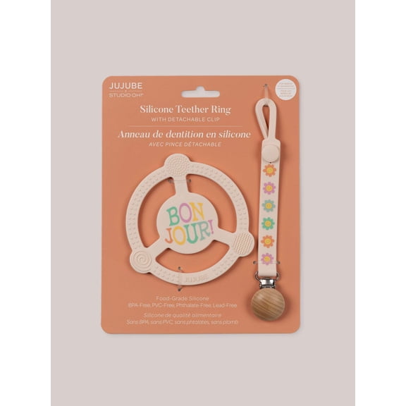 JuJuBe Bonjour Bebe Teether Ring with Clip