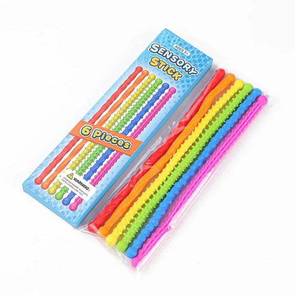 Silicone Texture Sensory Stress Reliever Sticks 6-Pack Oral Motor Fidget Toys For Anxiety ADHD