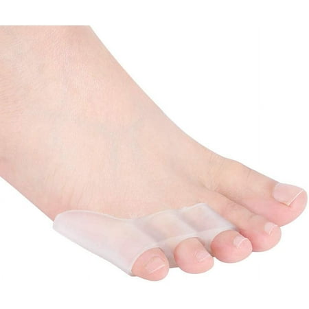 Silicone Three-Hole Small Toe Protective Cover, 2 Pairs Small Toe Gel Separators for Protect Bunion Supportive Cushion Eliminate Pain (White)