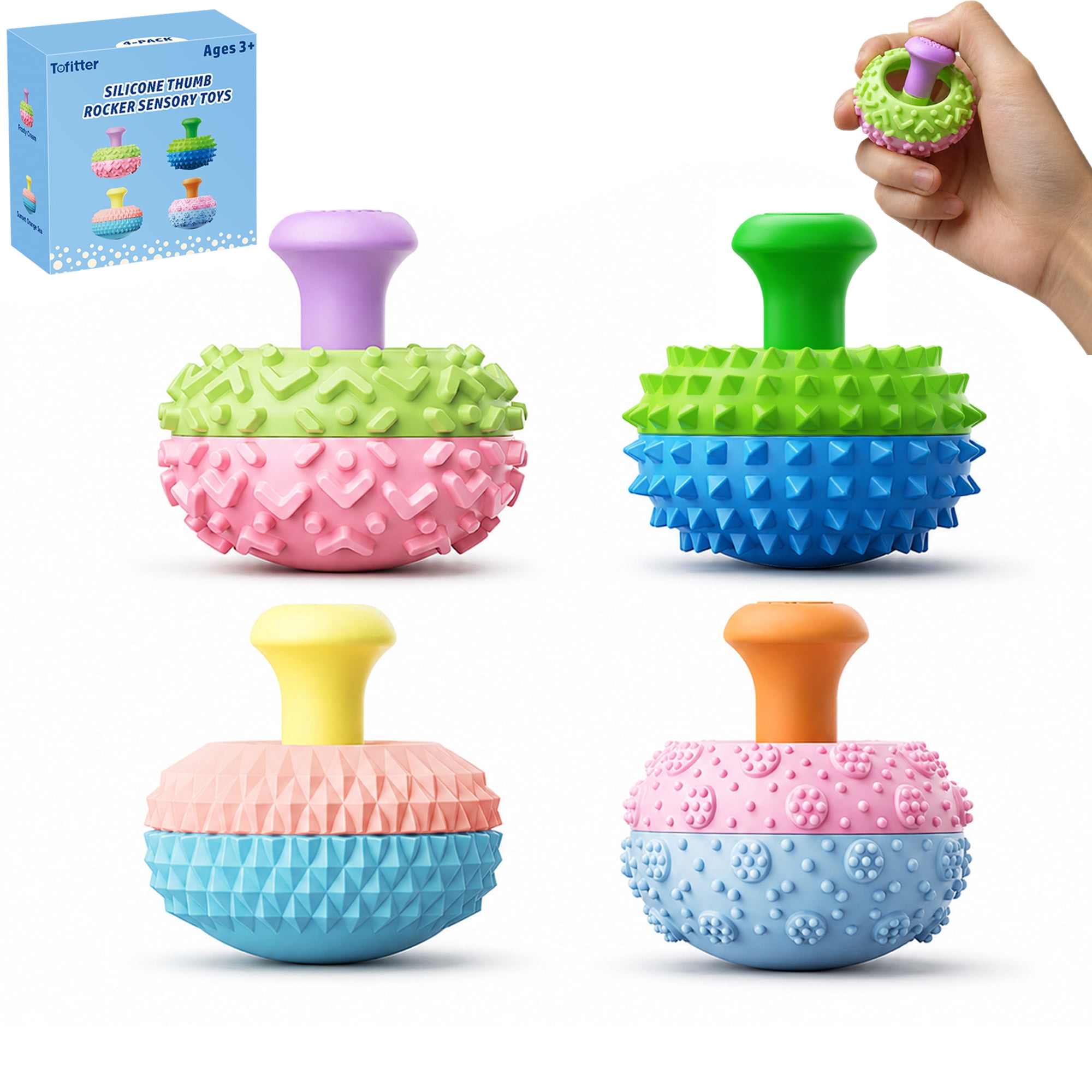 Silicone Thumb Rocker Fidget Toys for Kids and Adults 4 pack with ...