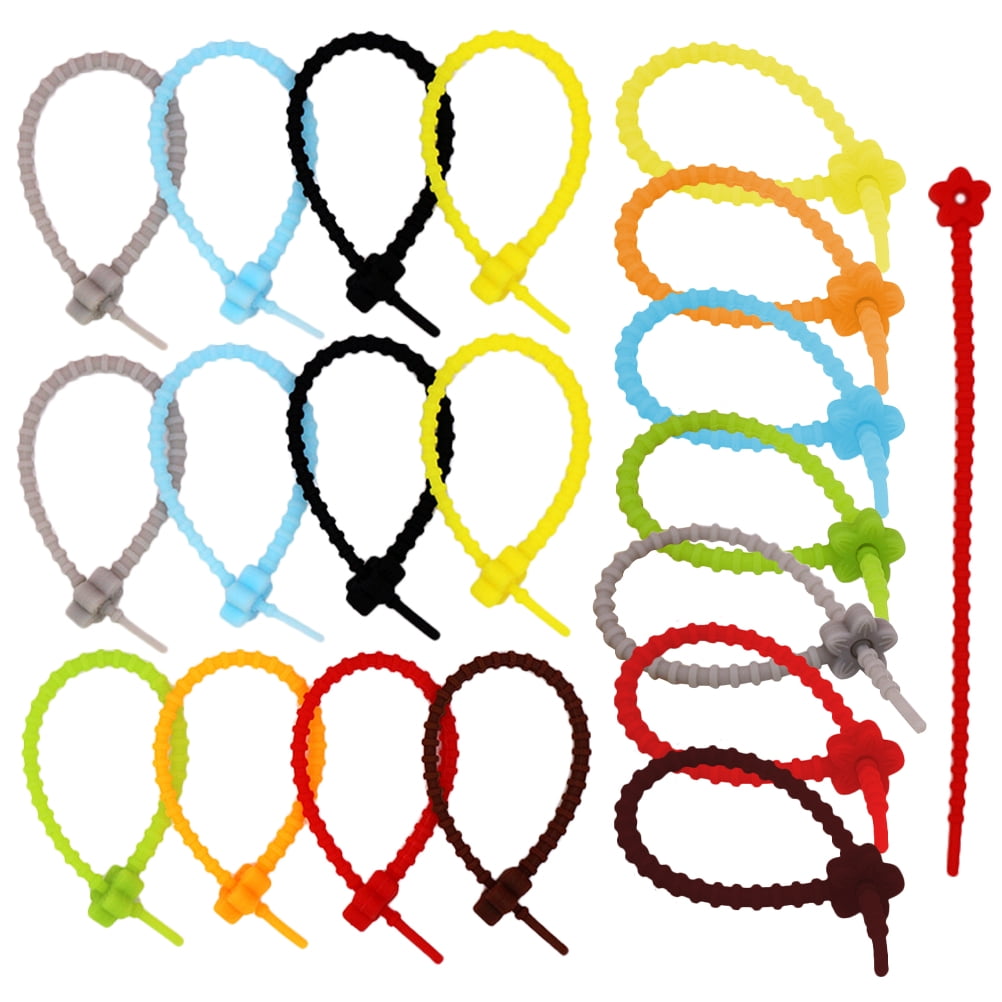 FENGGUIQU Assorted Color Reusable Silicone Cable Ties 20Pcs Wire ...