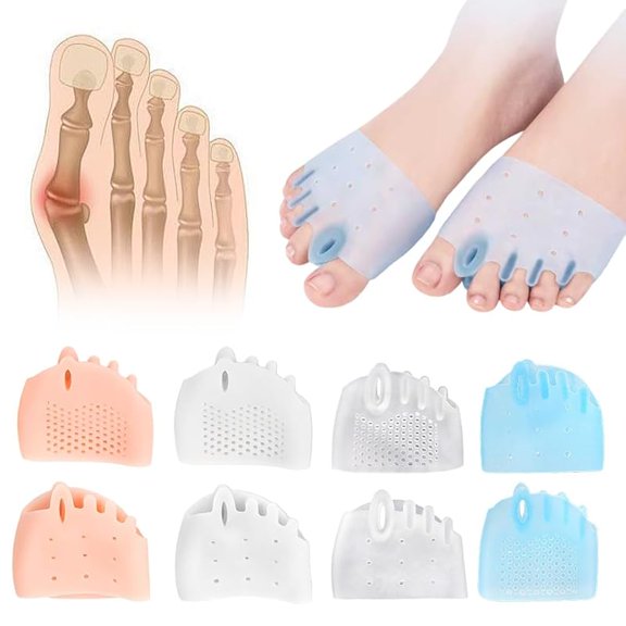 Silicone Toe Separator, 4 Pairs Gel Toe Separators Ball of Foot Cushions Correct Toes Spreaders for Feet for Overlapping Toes, Hammer Toe Crooked Toes for Men & Women (Color Mixing)
