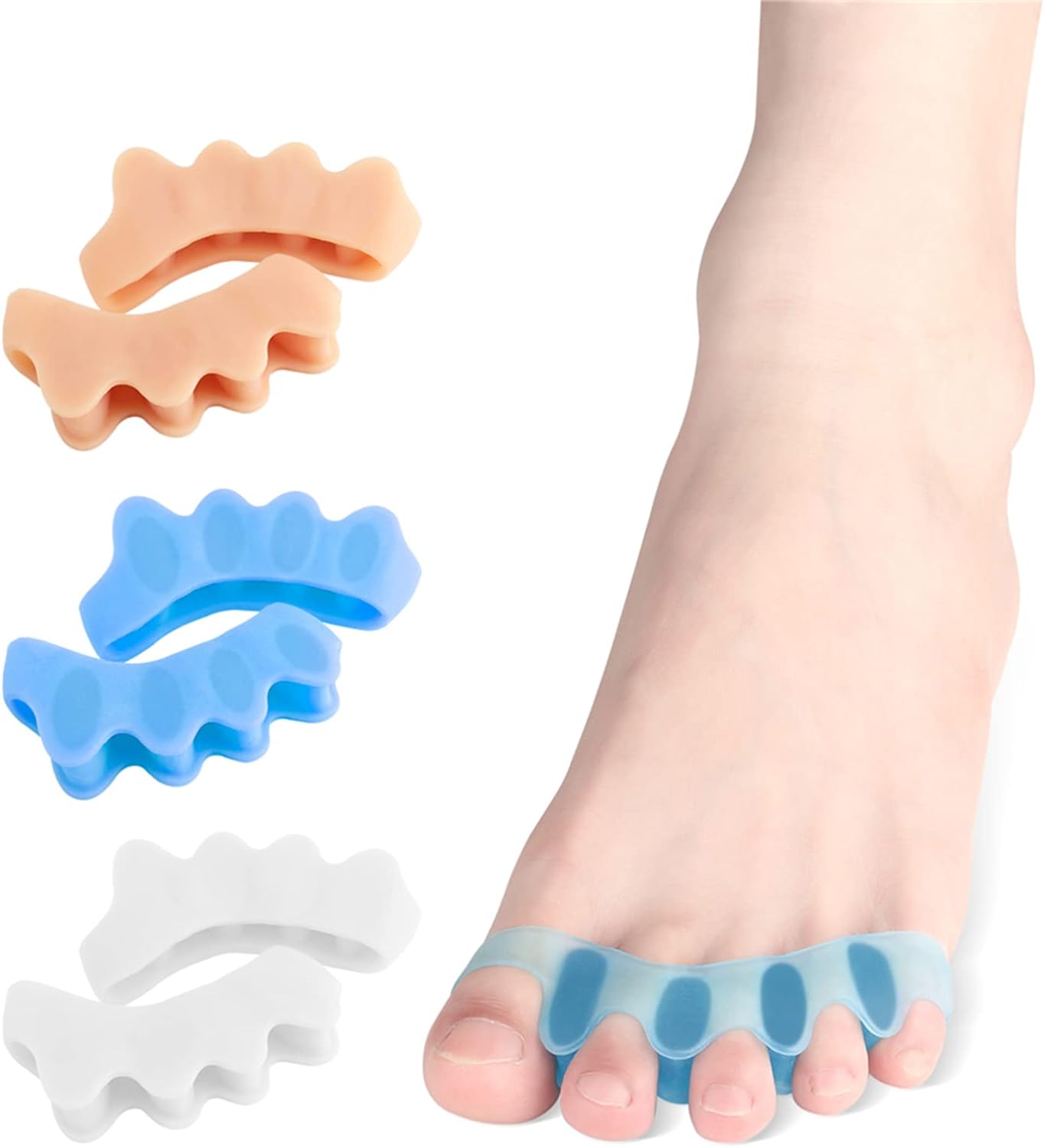 Silicone Toe Separator, Correction for All Toes, Pack of 6 Silicone Toe