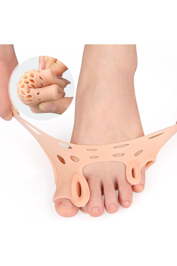 Silicone Toe Separators for Women & Men - Hallux Valgus Relief, Toe Straightener Spacers with Ventilation Holes, All-Day Comfort, 1 Pair (White)
