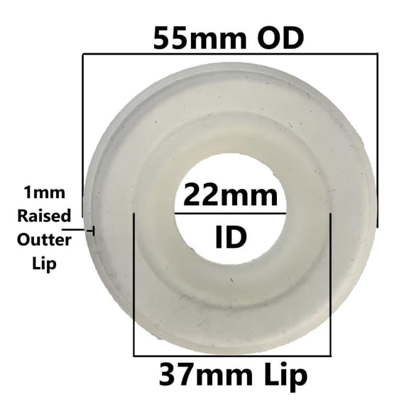 Silicone Toilet Flush Valve Seal, 55mm OD, 22mm ID, 37mm Raised Lip with 54mm Outer Lip by NuFlush