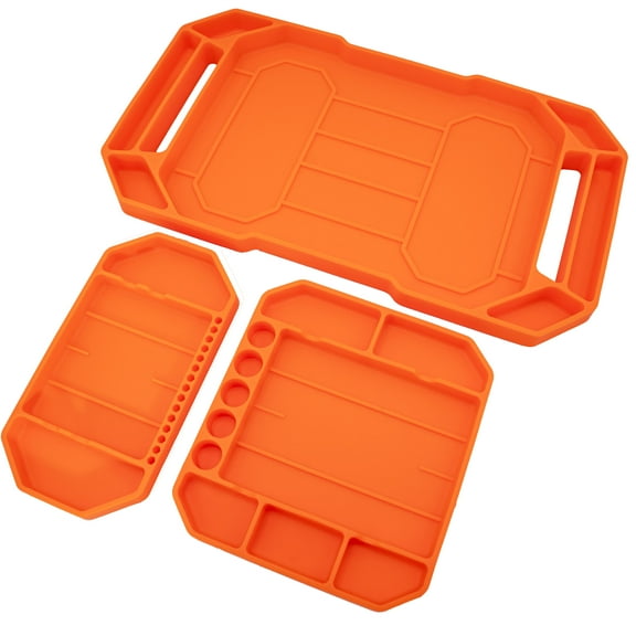 3pc Flexible Silicone Tool Tray Set  Portable Organization for Tools & Parts with Non-Magnetic Anti-Static Silicone, Stackable Dishwasher Safe Design