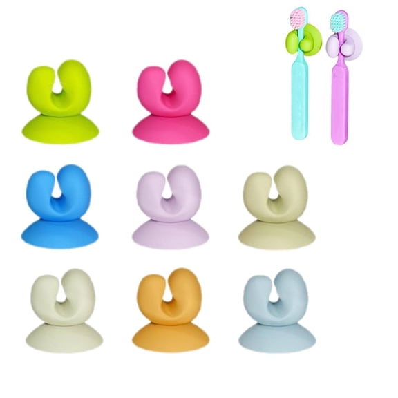 Silicone Toothbrush Holder With Adhesive Hooks, Wall Mounted Multi-Purpose Organizer For Bathroom And Kitchen, Waterproof Toothbrush And Small Items Storage Rack, No Drill Installation