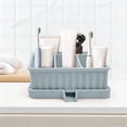thumbnail image 1 of Silicone Toothbrush Toothpaste Storage Box Bathroom Organizer With 6 Compartments Detachable Drain Tray for Brushes Cosmetics Stationery Countertop Caddy, 1 of 6