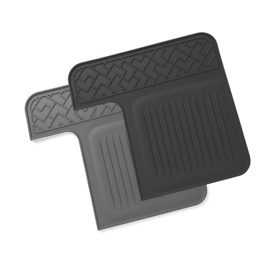 Silicone Top Mat Cover Compatible with Ninja ES601 Espresso Machine, L-Shaped Anti-Slip Coffee Appliance Mat, Black & Grey (2 Pack)