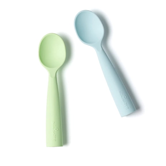Silicone Training Spoon Set Aqua + Key Lime