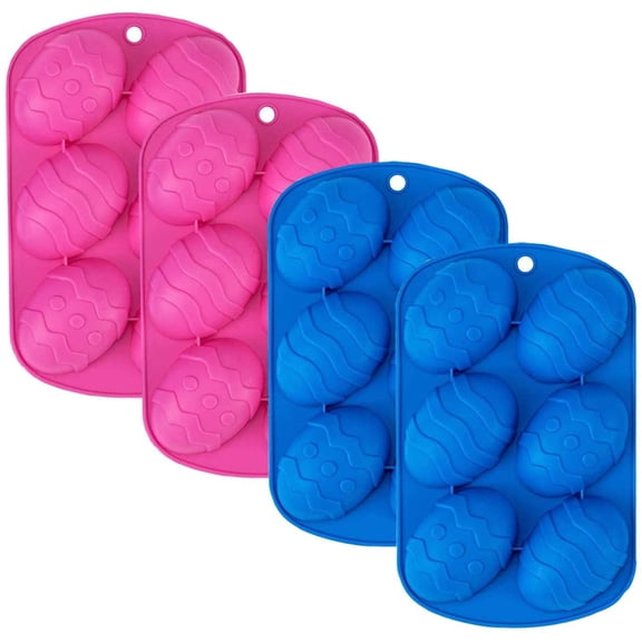 Silicone Treat Mold Set, 4 Pack Easter Egg Shape, Nonstick Reusable For Chocolate Candy Muffin Cupcake Gelatin Soap Bath Bomb Ice Cube, Assorted Colors