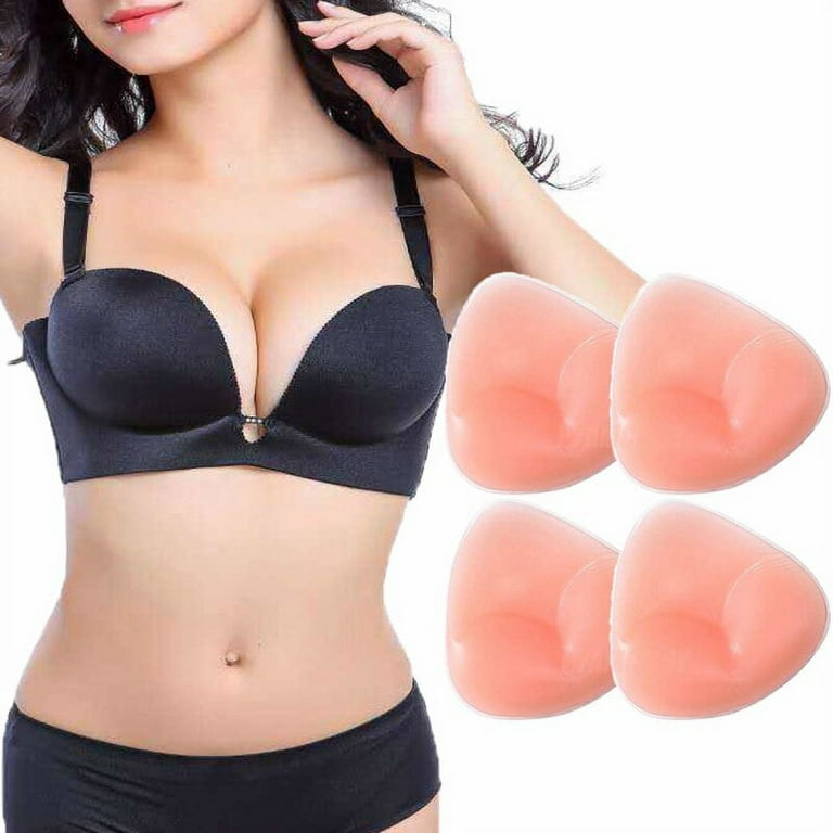 Silicone Triangle Push-up Breast Pads Cleavage Enhancer Swimsuit, Bikini  and Bra Inserts for Summer(2 Pair/Beige/S) 