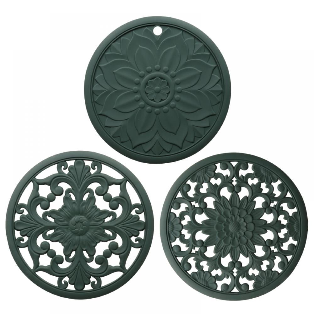 4PCS KooMall Silicone Trivets for Hot Dishes Pots and Pans 8'', 572°F Heat  Resistant Pot Holders, Hot Pads for Kitchen Countertop, Hot Plates Mat to