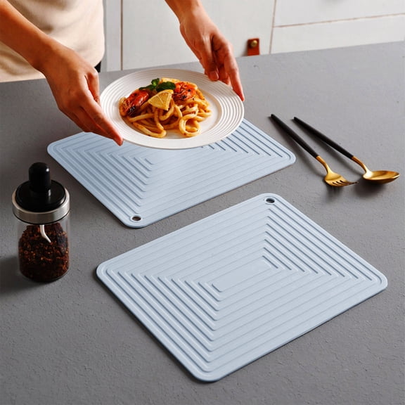 Silicone Trivet Mat for Hot Pots and Dishes – Large Heat Resistant Soft Rubber Placemat with Draining Design for Kitchen Counter and Dining Table