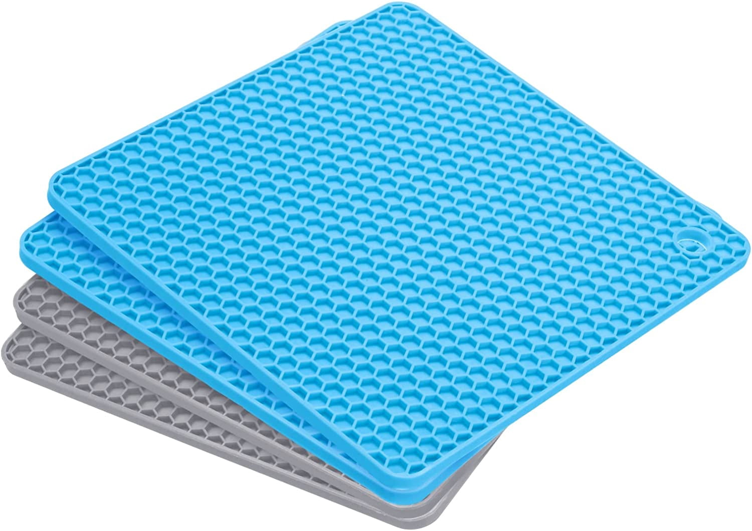 Silicone Trivet Mats - 6 Pcs Heat Resistant Pot Holders, Multipurpose Non-Slip Hot Pads For Kitchen Potholders, Hot Dishers, Jar Opener, Spoon Holder, BPA Free (3 Square Pads 3 Round Pads