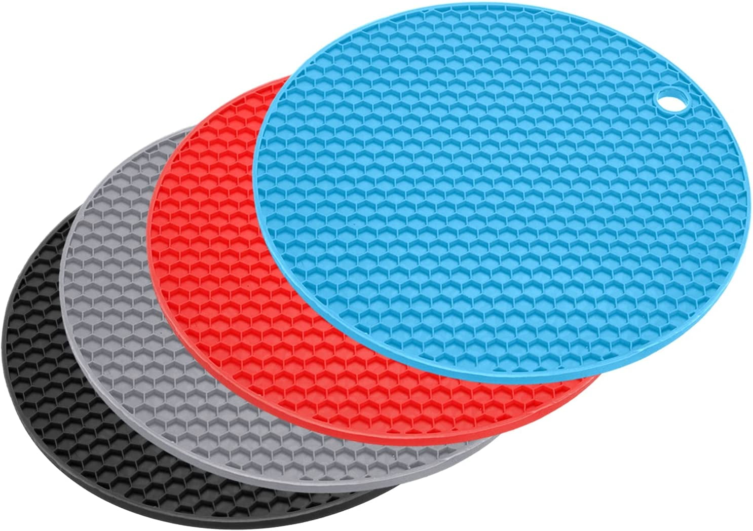 Silicone Trivet Mats, 4pcs Round Hot Pans Pads Hot Pots Pans Holder ...