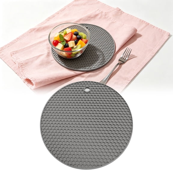 Silicone Trivet Mats, Heat Resistant Non Slip Pot Holders, Round and Honeycomb Silicone Mat for Kitchen Countertops, for Pots and Pans