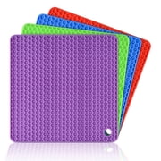 Silicone Trivet Mats Pot Holders Hot Pads Spoon Rest, Multipurpose Trivet for Hot Dishers Heat Resistant Food Grade Silicone Set of 4