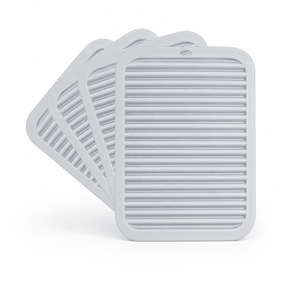 4 PCS Grey Silicone Trivet Mats Heat-Resistant Non-Slip Kitchen Hot Pads