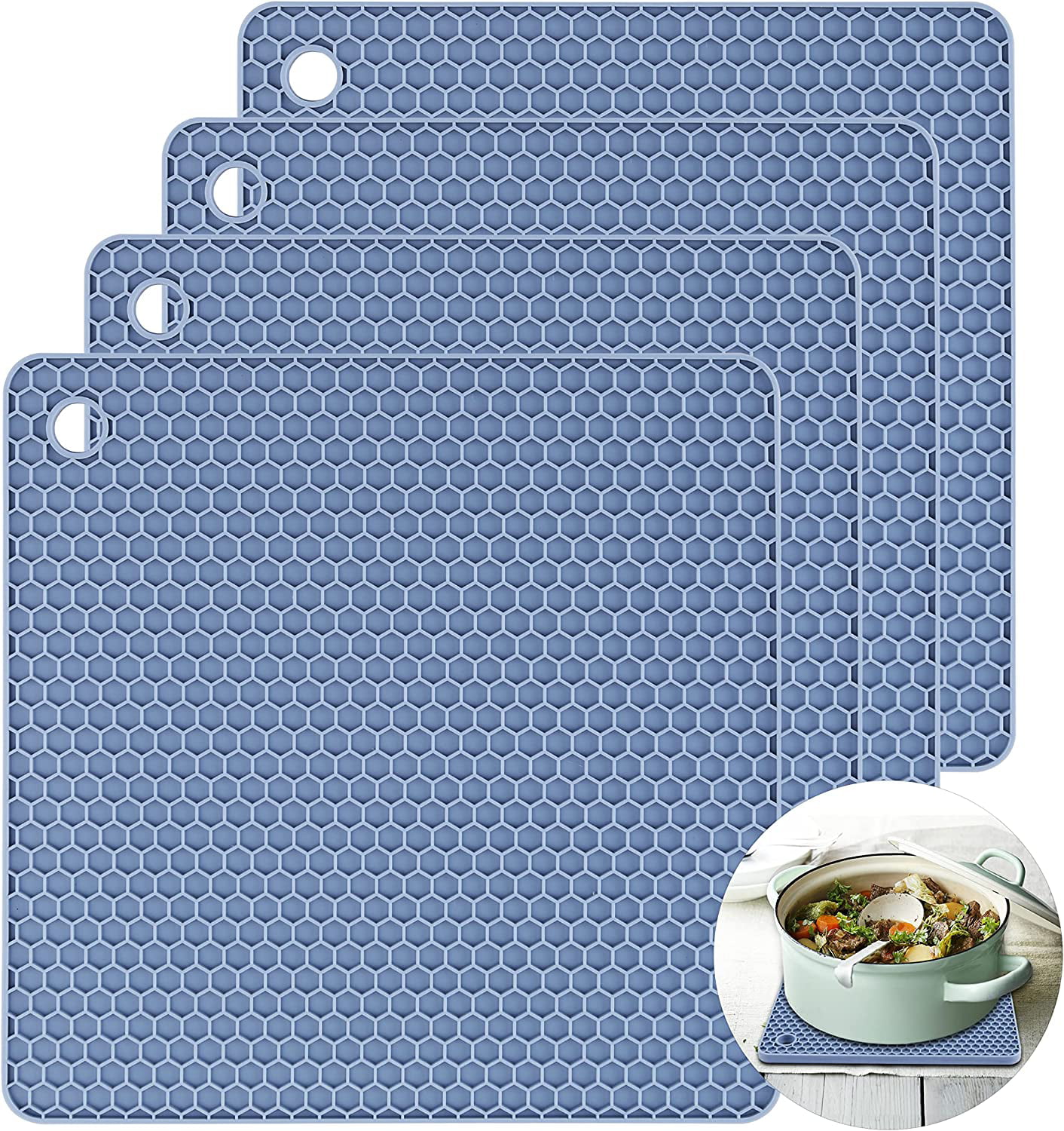 2 Pcs Large Silicone Trivet Mat For Hot Dishes/heat Resistant Pot
