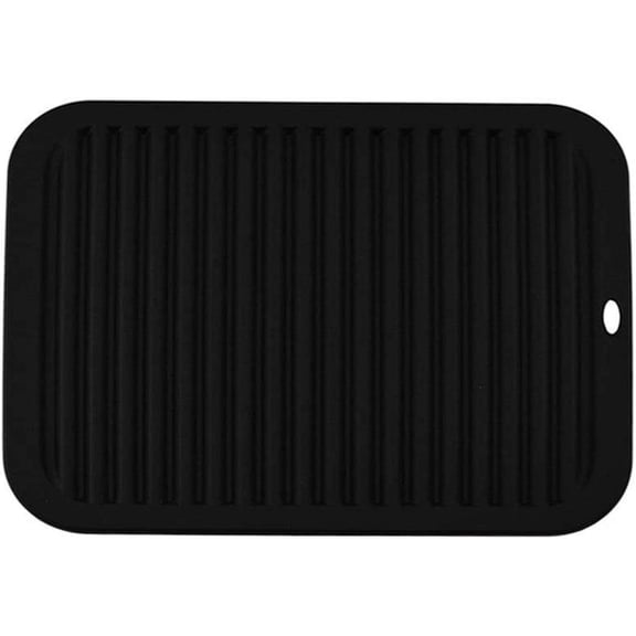 Silicone Trivet Mats for Pot Holders Drying Mat Kitchen Tools Non-Slip Durable Flexible for Kitchen Counter Tables - Black