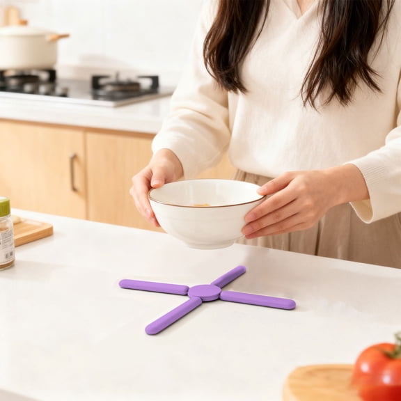Silicone Trivet TASTAN Foldable Silicone Cross Pot Mat - Multi-Color Heat Insulation for Dining and Kitchen | Eco-Friendly, Non-Slip, Protects Tables from Hot Cookware Damage, Hot Pot Holder, G