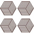 thumbnail image 1 of Silicone Trivet mat, 4PCS Silicone Table Mats Non-Slip Pot Holder Coasters Reusable Hexagon Cup Mat for Kitchen Table Pad Hot Pads Placemat Cup Insulation Mat Cooking & Dining-Brown, 1 of 3