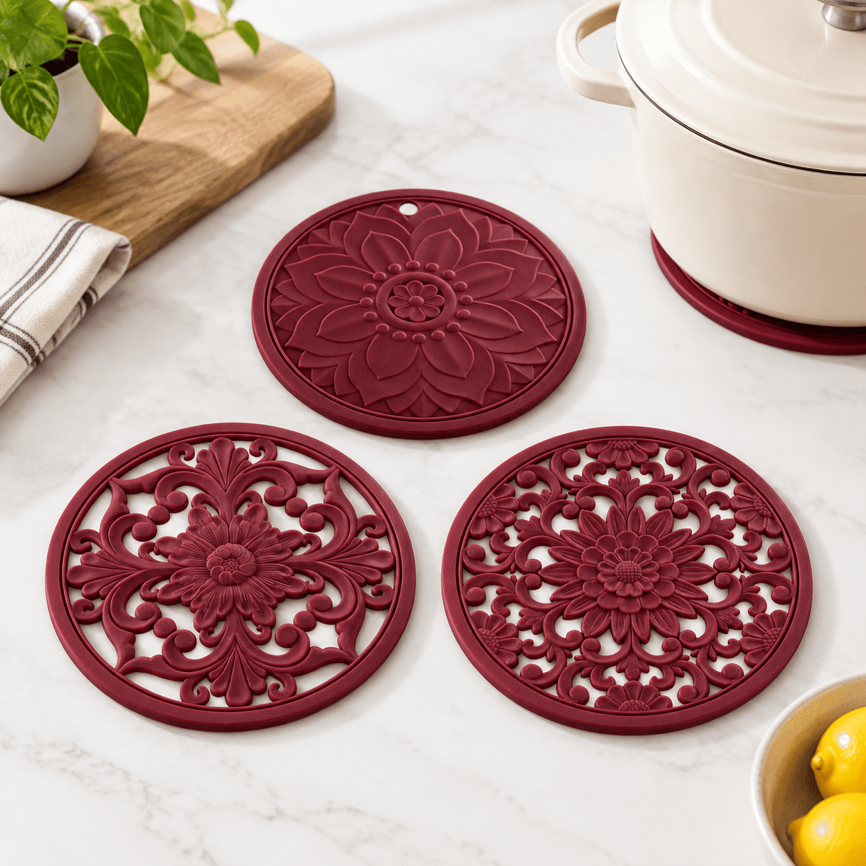 Silicone Trivets For Hot Dishes Pots & Pans Multi-use Heat Resistant ...