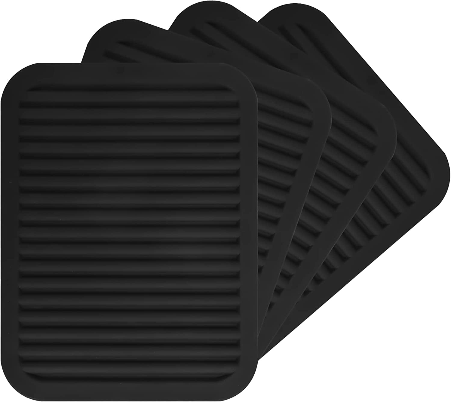 Silicone Trivets for Hot Pots, Pans and Hot Dishes, 9"x12" Black Large