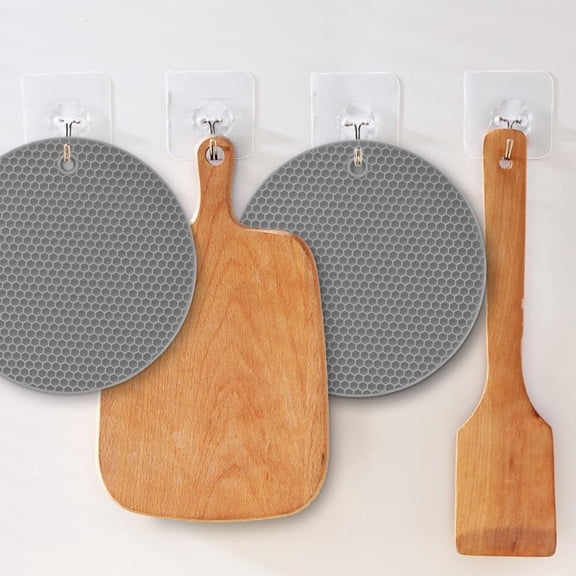 Silicone Trivets Mat for Hot Dishes, 4 Pack Multipurpose Non Slip Heat Resistant Pot Holder Hot Pads for Kitchen Counter - Gray