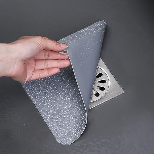 Silicone Tub Stopper Floor Drain Cover, 2 Pieces Sewer Anti-Odor Mat Deodorizing Drain Plugs for Kitchen,Bathroom and Laundry(5x5inch) Grey