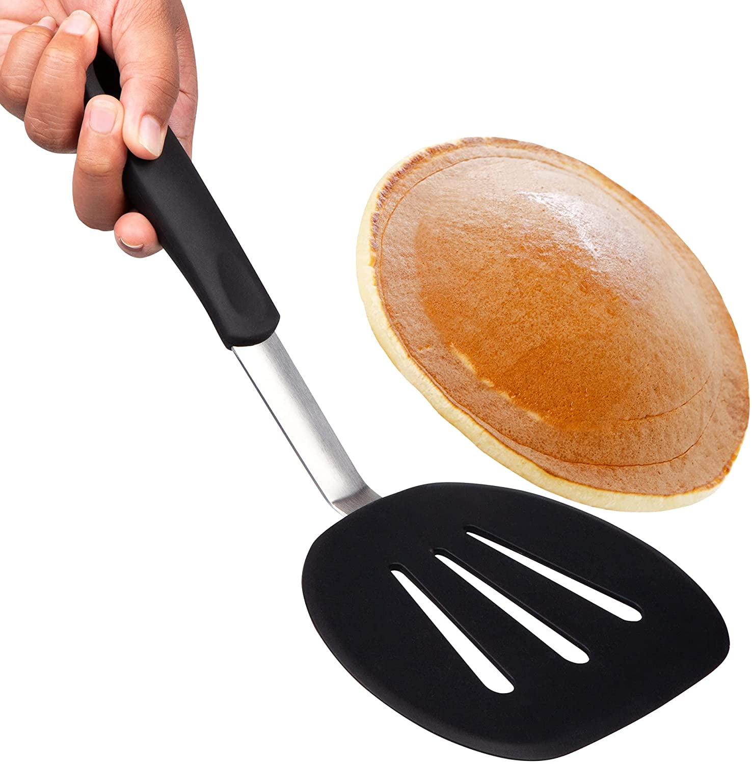 Kitchen Mama Platinum Silicone Pancake Turner- Heat-Resistant, Wide & Slotted Spatula