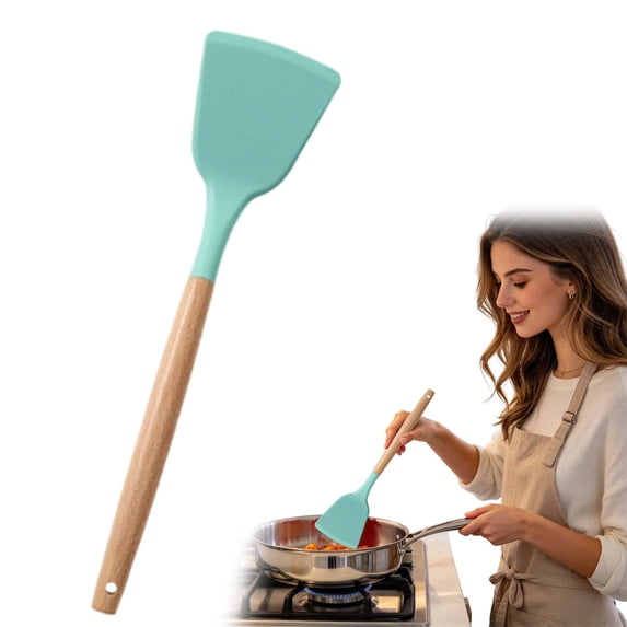 Silicone Turner with Wooden Handle, 12.6X3.15