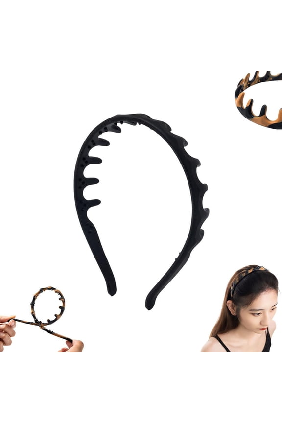 Silicone U Shape Fashion Tooth Hair Comb Headband, 2025 New Zig Zag High Cranium Head Bands for Women's Hair Non Slip, Reversible Korean Headbands with Teeth