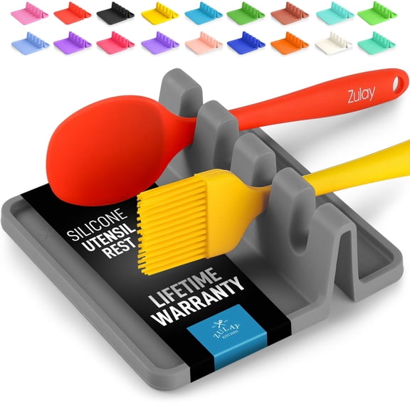Silicone Utensil Rest with Drip Pad for Multiple Utensils, Heat-Resistant, BPA-Free Spoon Rest & Spoon Holder for Stove Top, Kitchen Utensil Holder for Spoons, Ladles, Tongs & More