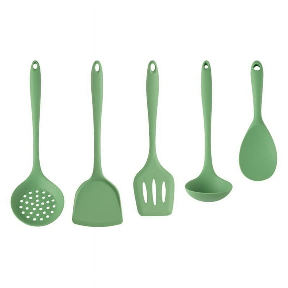 Silicone Utensil Set of 5 Piece for Cooking Heat Resistant Kitchen Cook Tools Green