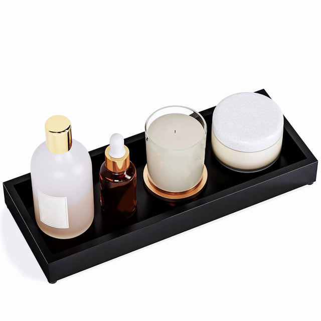 Silicone Vanity Tray Bathroom Tray Black Trays for Counter Small ...