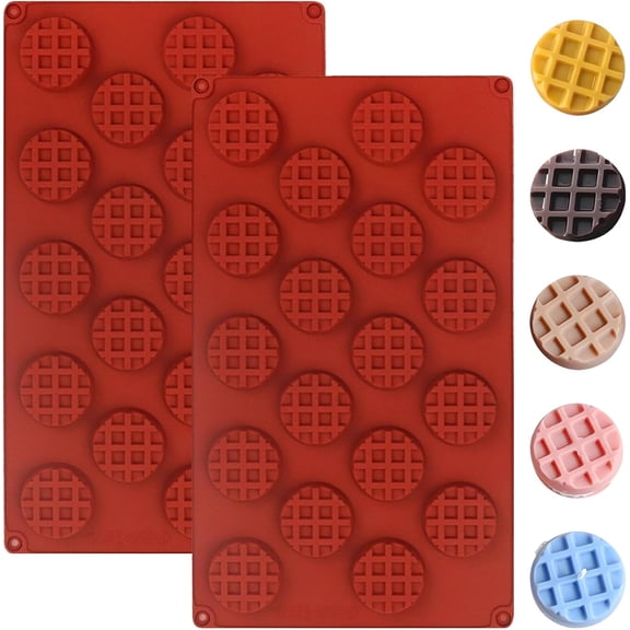 Silicone Waffle Mold, Round Waffle Maker Silicone Mold, Grids Waffle Mold Mini Waffle Baking Tray for Chocolate Biscuit Candy Jello Ice Candle Wax Melt