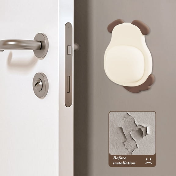 Silicone Wall Collision Sticker Door Handle Stopper Wall Protector Noise Reduction Adhesive Bumper Home Furniture Cabinet Refrigerator Protective Pad Cute Animal Design Easy Install