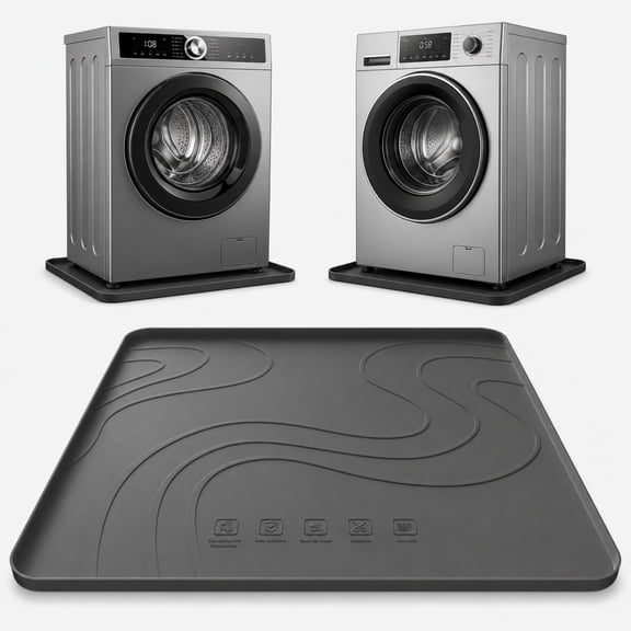 Silicone Washing Machine Drain Pan, 30 x 28 Inch Washer Dryer Drip Tray, Non Slip Floor Protector Mat, Flexible Waterproof Under Appliance Mat