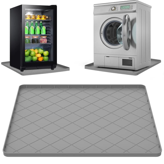Silicone Washing Machine Pan with Raised Edge Waterproof Leak Proof Floor Protector Tray for Front Load and Top Load Washer Dryer Refrigerator and Heavy Appliance