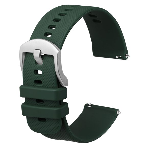 Silicone Watch Band 16mm Quick Release Rubber Watch Straps for Men Women,Silver Stainless Steel Buckle