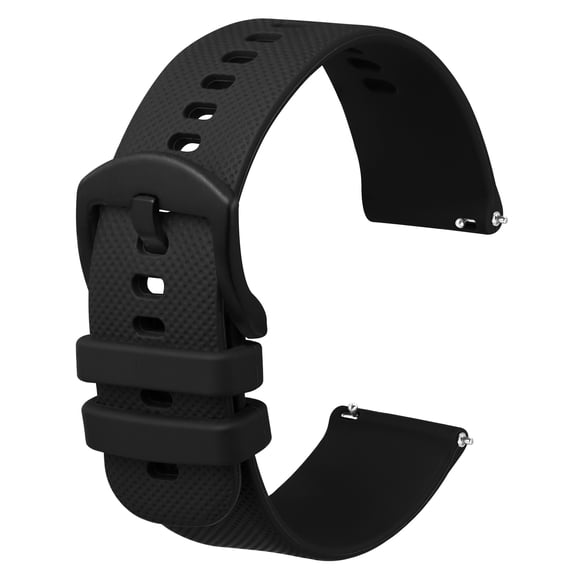 Silicone Watch Band 18mm Quick Release Rubber Watch Straps for Men Women,Black Stainless Steel Buckle